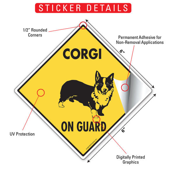 Corgi On Guard Dog Signs or Sticker