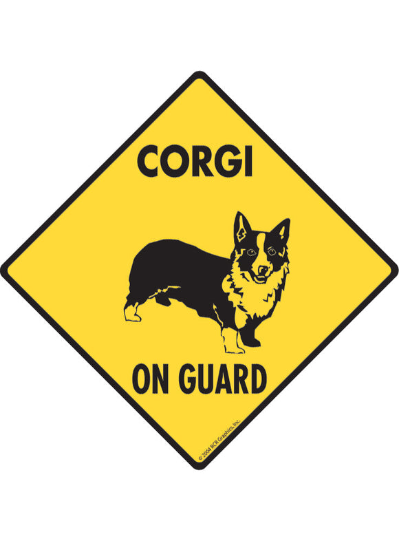 Corgi On Guard Sign or Sticker
