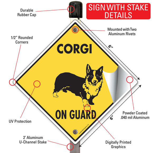 Corgi On Guard Dog Signs or Sticker