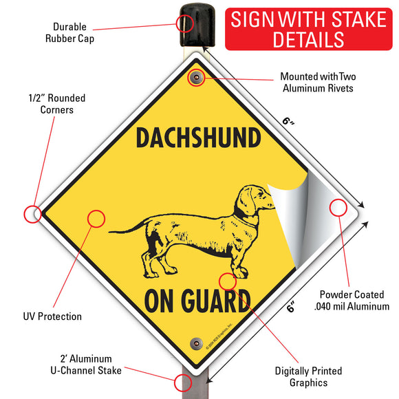 Dachshund On Guard Dog Signs or Sticker