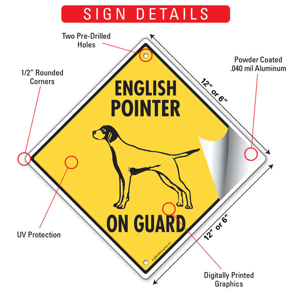 English Pointer On Guard Dog Signs or Sticker