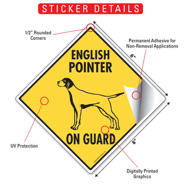 English Pointer On Guard Dog Aluminum Sign or Vinyl Sticker - Weatherproof Yard - 0