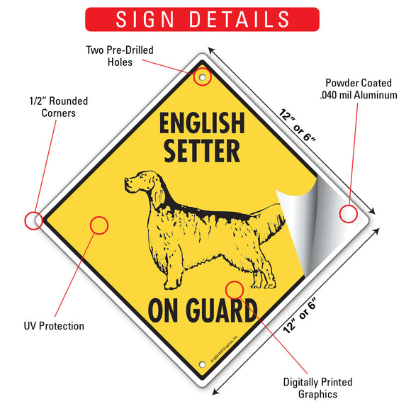 English Setter On Guard Dog Signs or Sticker