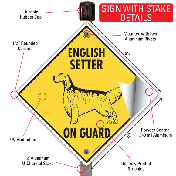 English Setter On Guard Dog Signs or Sticker