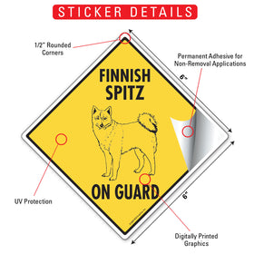 Finnish Spitz On Guard Dog Signs or Sticker - 0