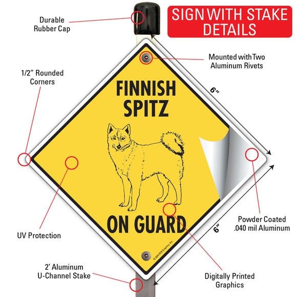 Finnish Spitz On Guard Dog Signs or Sticker