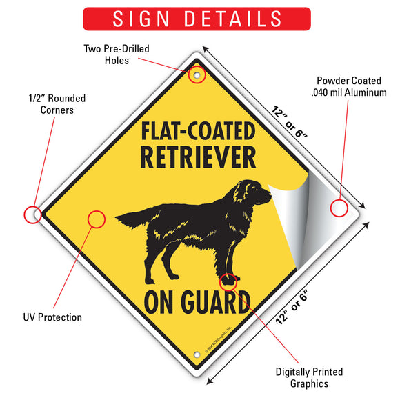 Flat-Coated Retriever On Guard Dog Signs or Sticker