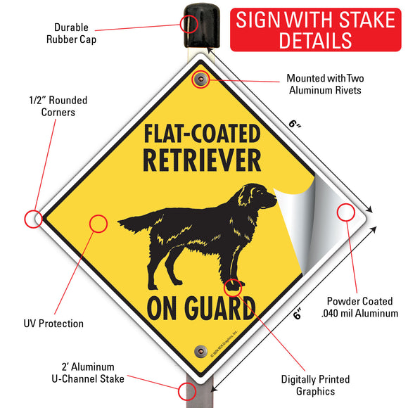 Flat-Coated Retriever On Guard Dog Signs or Sticker