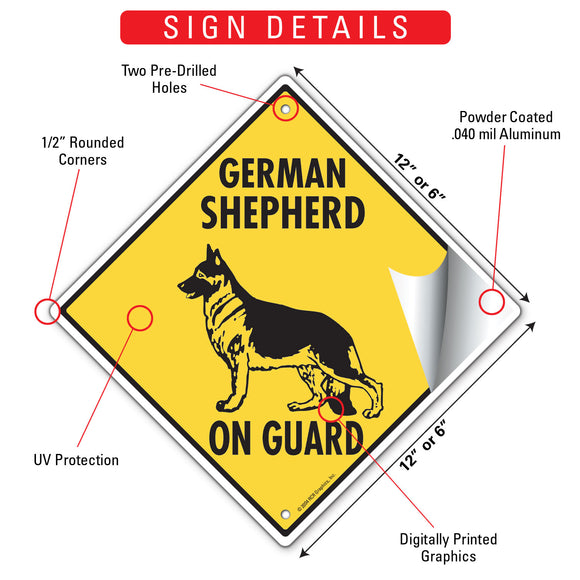 German Shepherd On Guard Dog Signs or Sticker