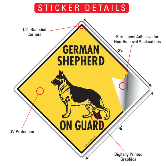German Shepherd On Guard Dog Signs or Sticker