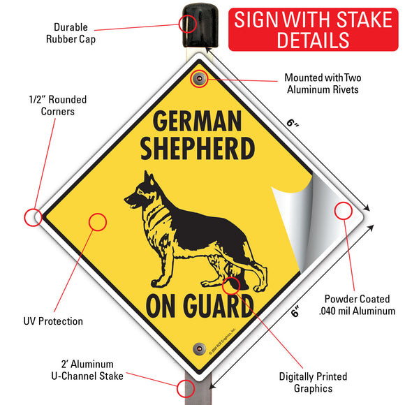 German Shepherd On Guard Dog Signs or Sticker