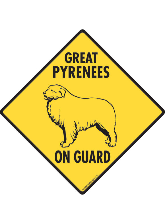 Great Pyrenees On Guard Sign or Sticker