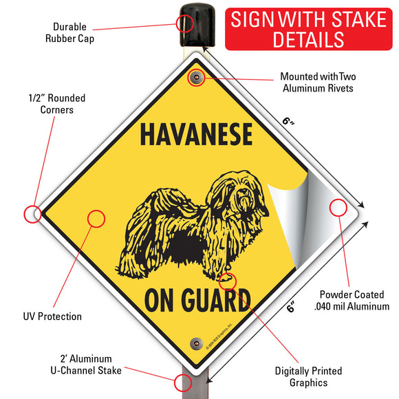 Havanese On Guard Dog Signs or Sticker