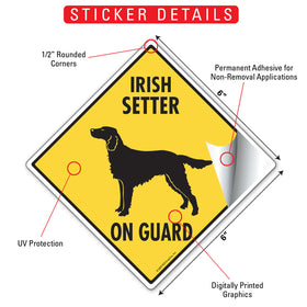 Irish Setter On Guard Dog Signs or Sticker - 0