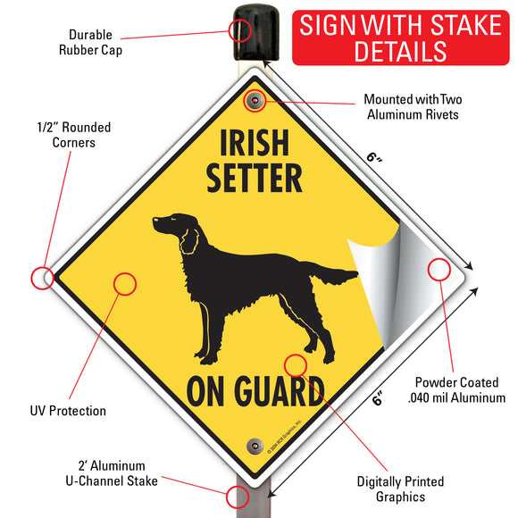 Irish Setter On Guard Dog Signs or Sticker