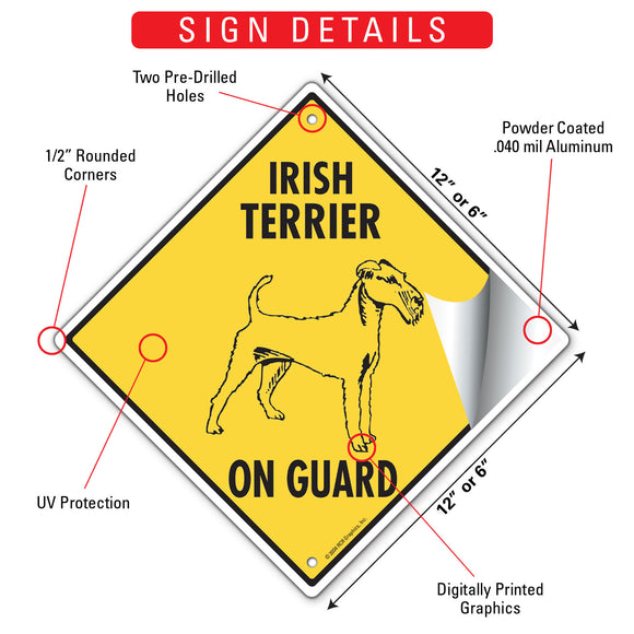 Irish Terrier On Guard Dog Signs or Sticker