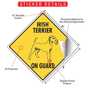 Irish Terrier On Guard Dog Signs or Sticker - 0