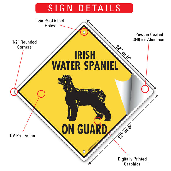 Irish Water Spaniel On Guard Dog Signs or Sticker