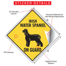 Irish Water Spaniel On Guard Dog Signs or Sticker - 0