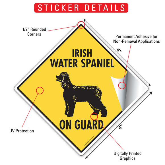 Irish Water Spaniel On Guard Dog Signs or Sticker
