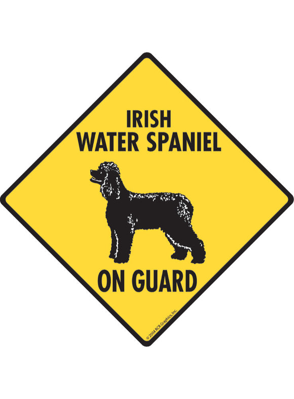 Irish Water Spaniel On Guard Sign or Sticker