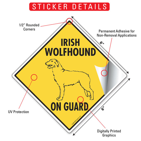 Irish Wolfhound On Guard Dog Signs or Sticker