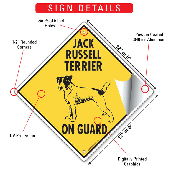 Jack Russell Terrier On Guard Dog Signs or Sticker
