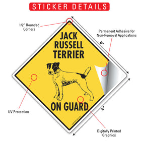 Jack Russell Terrier On Guard Dog Signs or Sticker - 0