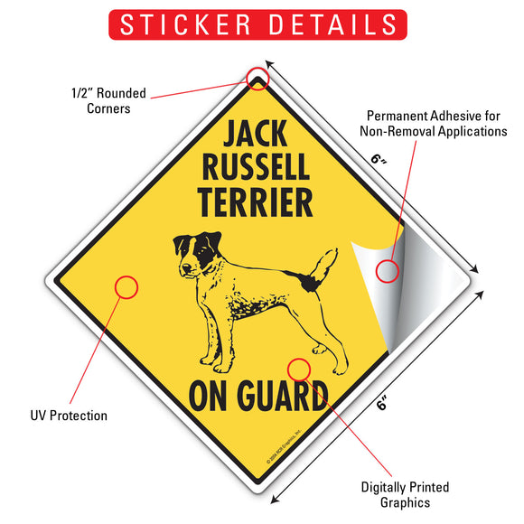 Jack Russell Terrier On Guard Dog Signs or Sticker