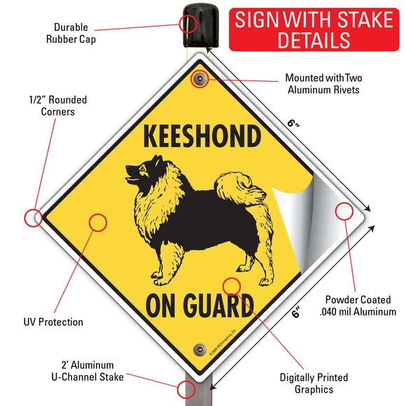 Keeshond On Guard Dog Signs or Sticker