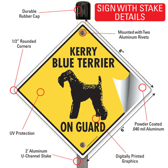 Kerry Blue Terrier On Guard Dog Signs or Sticker