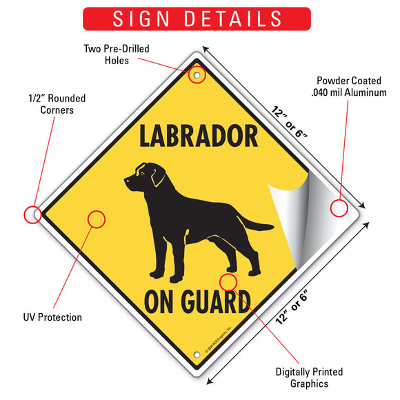 Labrador Retriever On Guard Dog Signs or Sticker