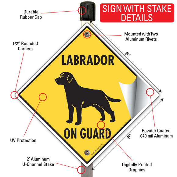 Labrador Retriever On Guard Dog Signs or Sticker