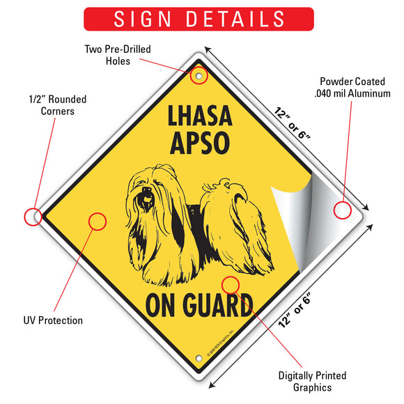 Lhasa Apso On Guard Dog Signs or Sticker