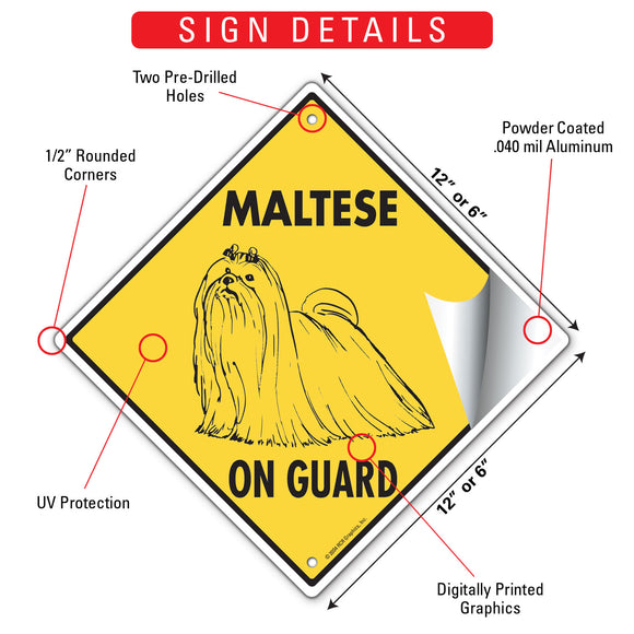 Maltese On Guard Dog Signs or Sticker