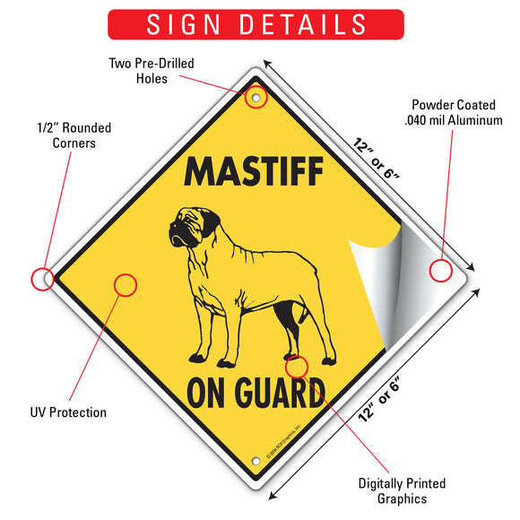 Mastiff On Guard Dog Signs or Sticker