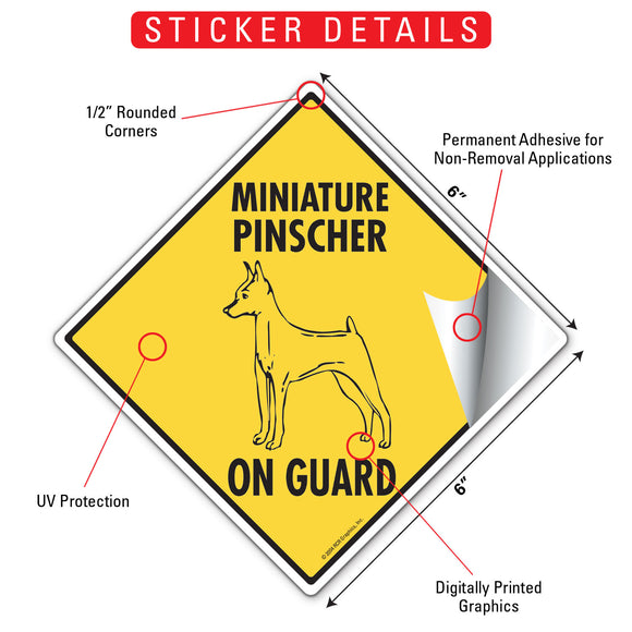 Miniature Pinscher On Guard Dog Signs or Sticker