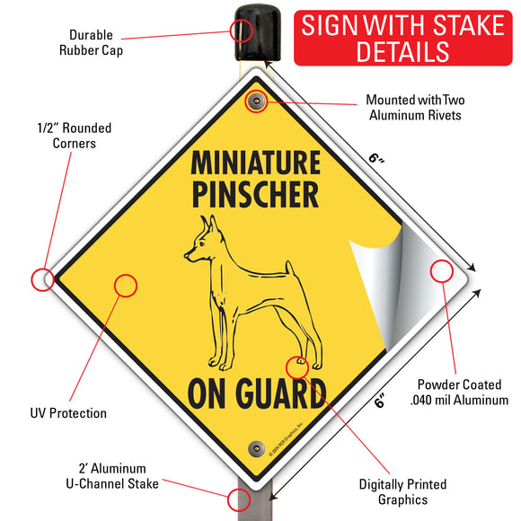 Miniature Pinscher On Guard Dog Signs or Sticker