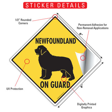 Newfoundland On Guard Dog Aluminum Sign or Vinyl Sticker - Weatherproof Yard - 0