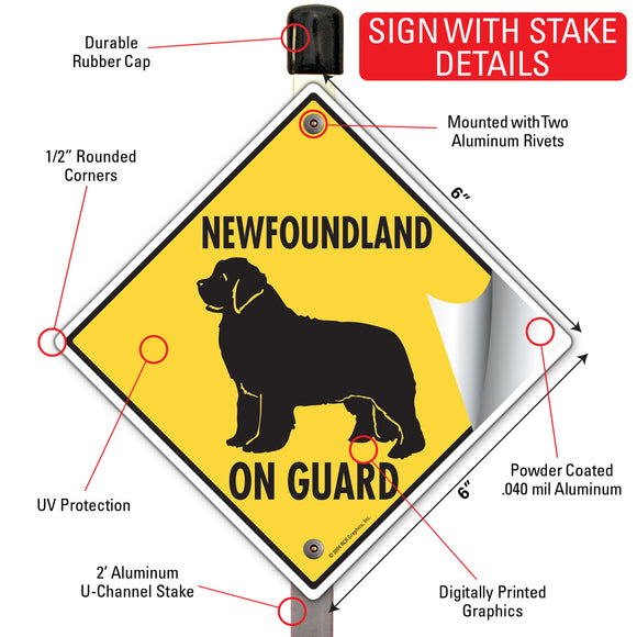 Newfoundland On Guard Dog Signs or Sticker