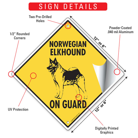 Norwegian Elkhound On Guard Dog Signs or Sticker