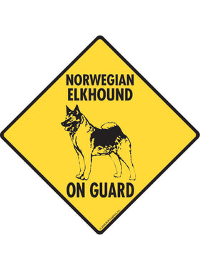 Norwegian Elkhound On Guard Sign or Sticker