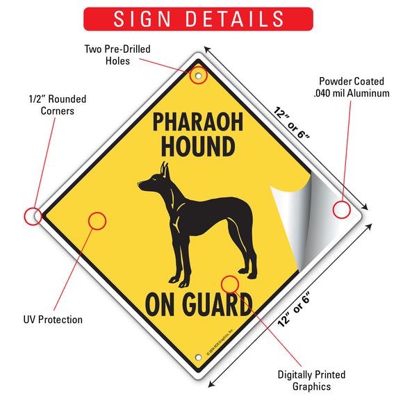 Pharaoh Hound On Guard Dog Signs or Sticker