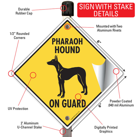 Pharaoh Hound On Guard Dog Signs or Sticker