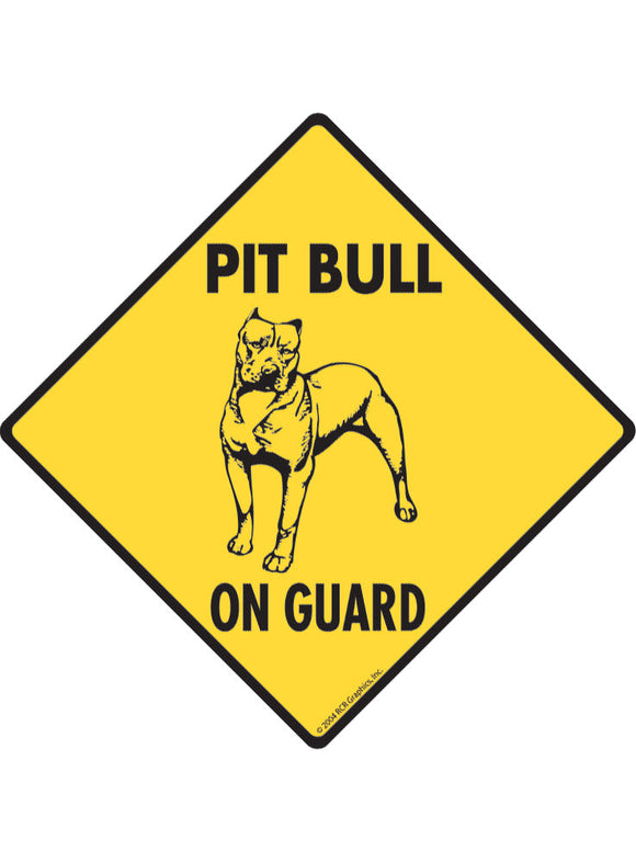 Pit Bull On Guard Sign or Sticker