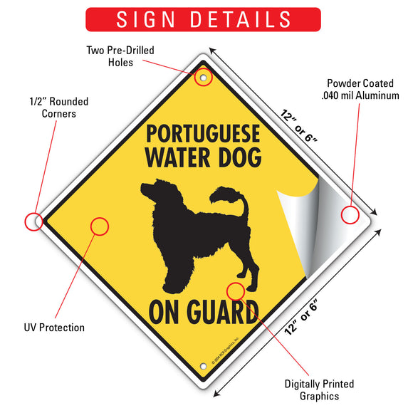 Portuguese Water Dog On Guard Signs or Sticker