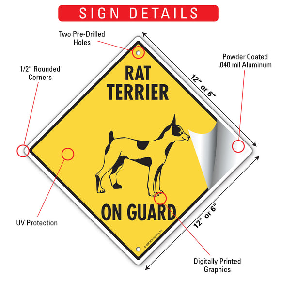 Rat Terrier On Guard Dog Signs or Sticker