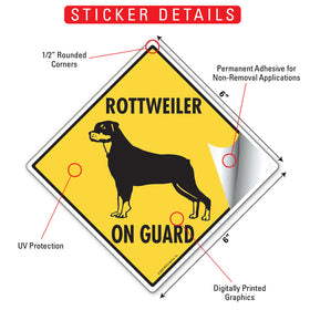 Rottweiler On Guard Dog Signs or Sticker - 0