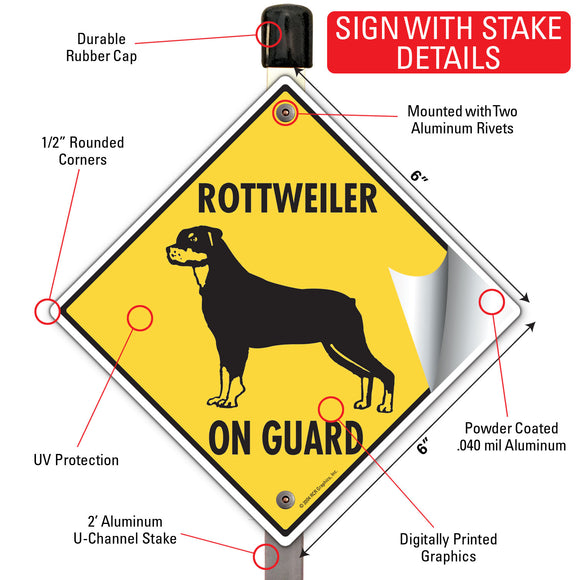 Rottweiler On Guard Dog Signs or Sticker