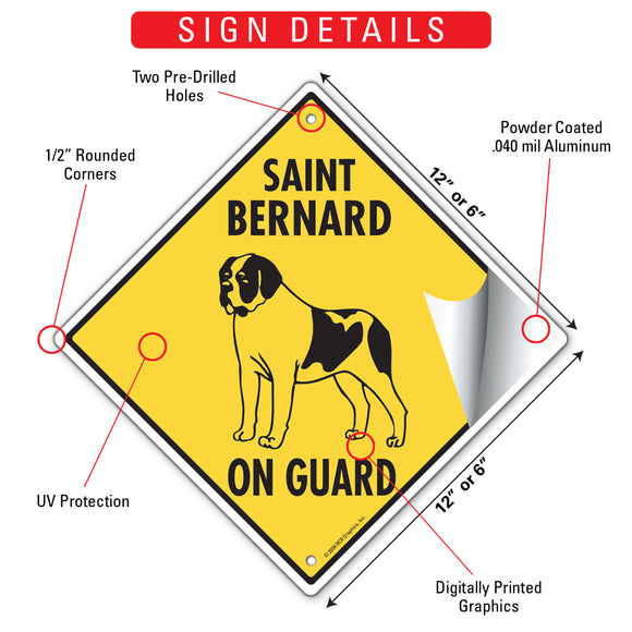 Saint Bernard On Guard Dog Signs or Sticker
